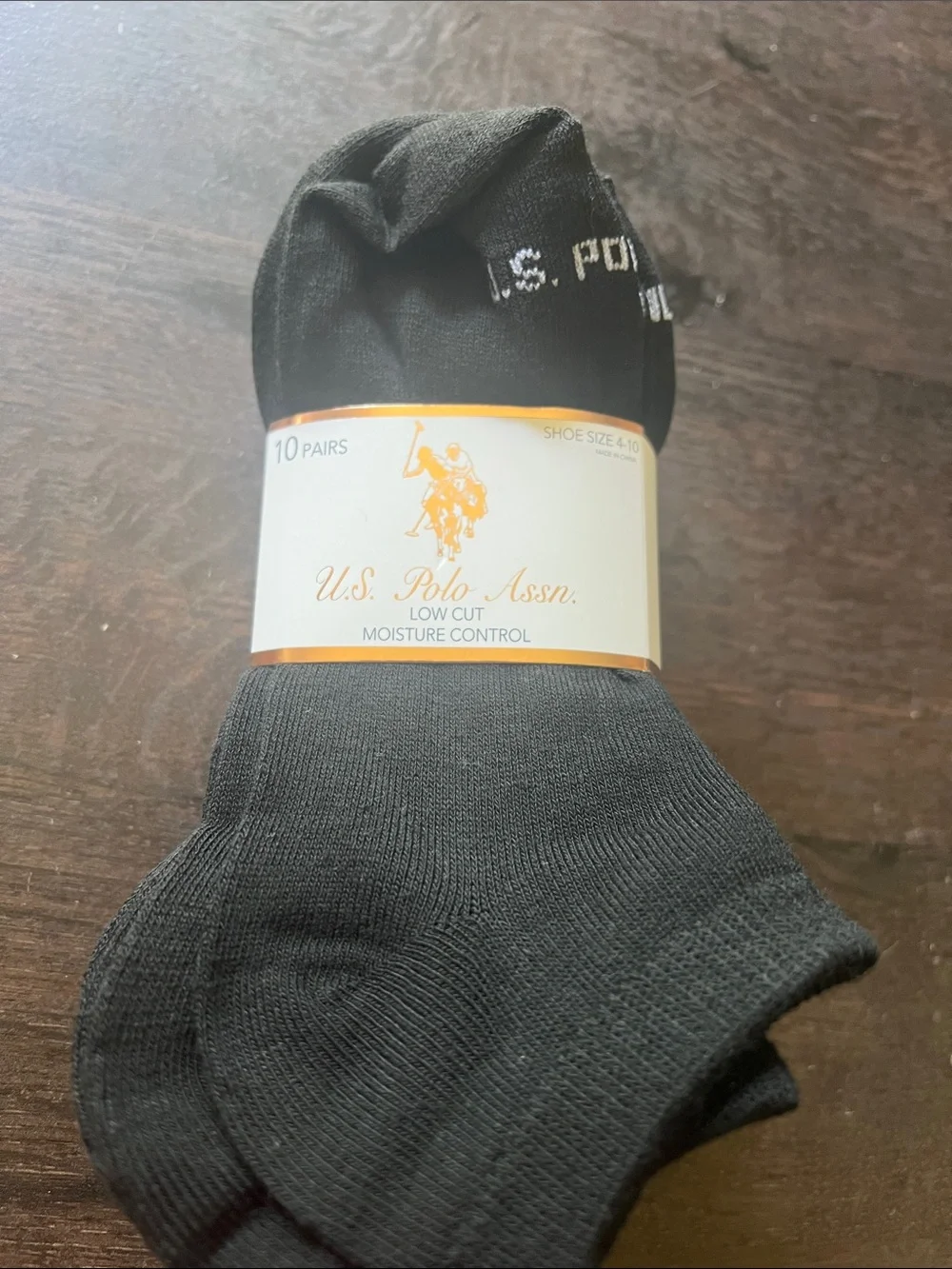 U.S. Polo Assn. Low-Cut Black & White Athletic Socks - 10 Pairs Size 4-10
